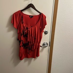 Orange with black pattern blouse